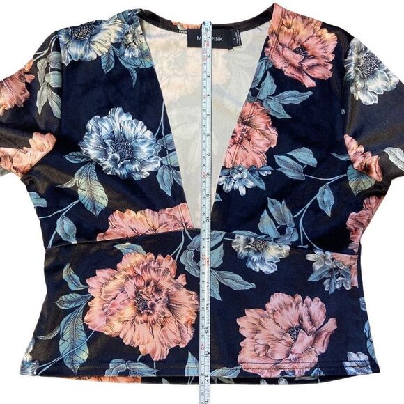 MINKPINK Garden of Eden Velvet Floral Long Sleeve Crop Top Women’s Size Large - Picture 5 of 6